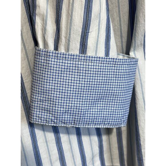 Wrangler George Strait Flip Cuff Blue Stripe Button Down Long Sleeve Shirt XL - Picture 4 of 7